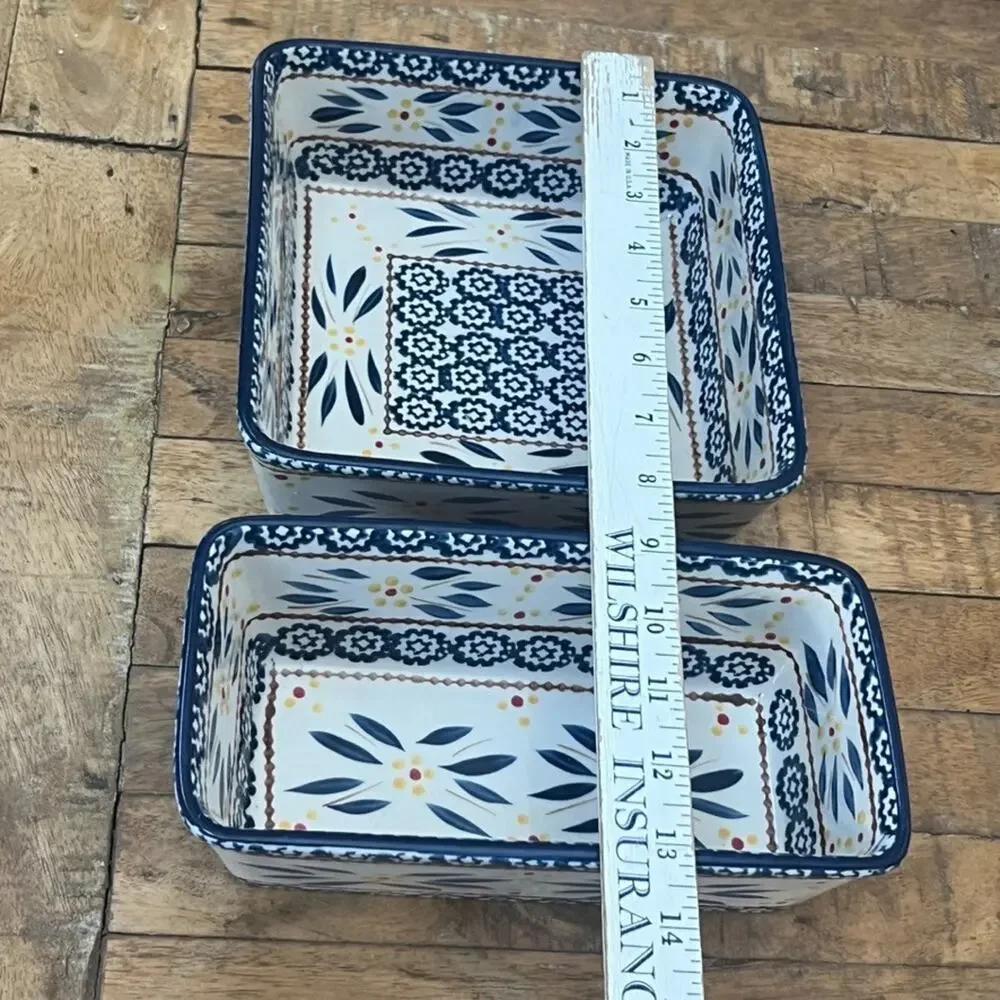 Temptations By Tara Old World Blue Floral Baking Dishes 1 & 1.5 Quart